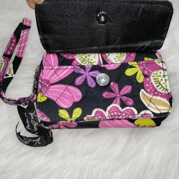 Vera Bradley Purple Floral Wristlet Wallet Classic Boho Print - Picture 4 of 7
